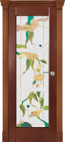 Дверь межкомнатная Varadoor Рубикон Натуральная вишня витраж Флора