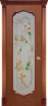 Дверь межкомнатная Varadoor Анкона Красное дерево витраж Букет - Капитель