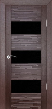 Дверь межкомнатная Роста 3DX D3 Техно Венге Черное стекло