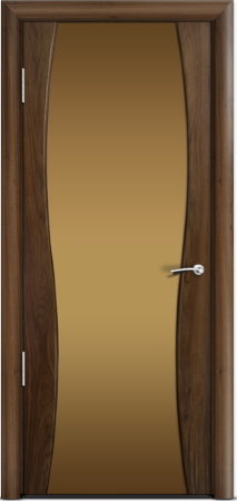 Дверь межкомнатная Milyana Omega Омега1 Американский орех стекло бронзовое