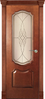 Дверь межкомнатная Varadoor Анкона Натуральная вишня витраж Виттори бронза