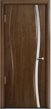 Дверь межкомнатная Milyana Omega Омега1 Американский орех стекло узкое белое