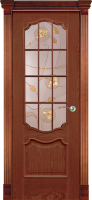 Дверь межкомнатная Varadoor Анкона Красное дерево витраж Колосья с решеткой