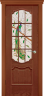 Дверь межкомнатная Varadoor Анкона Красное дерево витраж Павлин с решеткой - Карниз