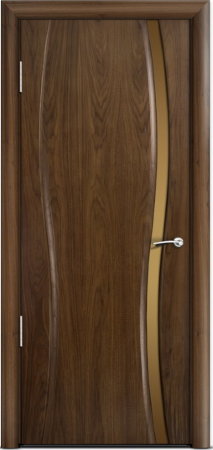 Дверь межкомнатная Milyana Omega Омега1 Американский орех стекло узкое бронзовое