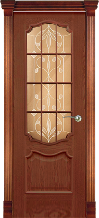 Дверь межкомнатная Varadoor Анкона Красное дерево витраж Сантори 2 с решеткой