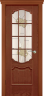 Дверь межкомнатная Varadoor Анкона Красное дерево витраж Цветы с решеткой - Карниз