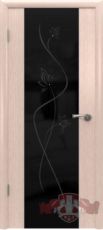 Дверь межкомнатная ВФД Рондо беленый дуб триплекс черный 8ДО5