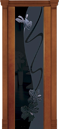 Дверь межкомнатная Varadoor Палермо Натуральная вишня стекло Клематис черный