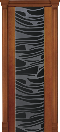 Дверь межкомнатная Varadoor Палермо Натуральная вишня стекло Раунда черная