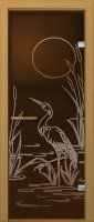 Дверь для бани Астрал Дизайн Цапля матовая бронза