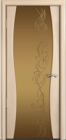 Дверь межкомнатная Milyana Omega Омега1 Беленый дуб стекло фантазия бронзовое