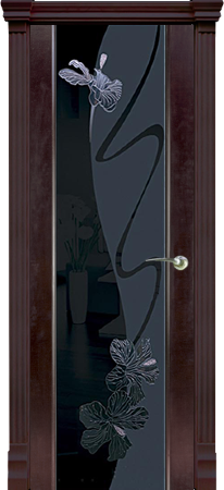 Дверь межкомнатная Varadoor Палермо Венге стекло Клематис черный