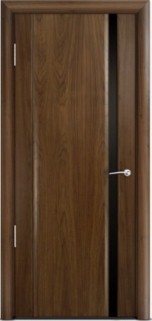 Дверь межкомнатная Milyana Omega Омега2 Американский орех стекло узкое черное