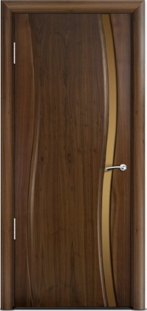 Дверь межкомнатная Milyana Omega Омега Американский орех стекло узкое бронзовое