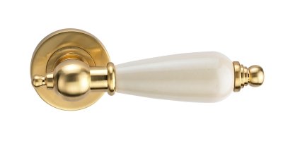 Дверная ручка ARCHIE GENESIS REDONDO S. GOLD матовое золото/керамика слоновая кость